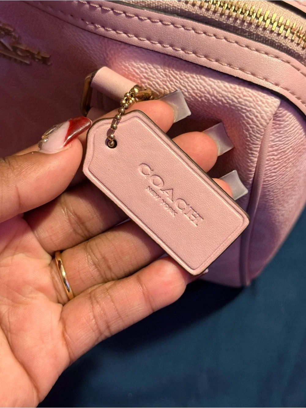 Coach Pink Leather Signature Satchel with Gold Hardware